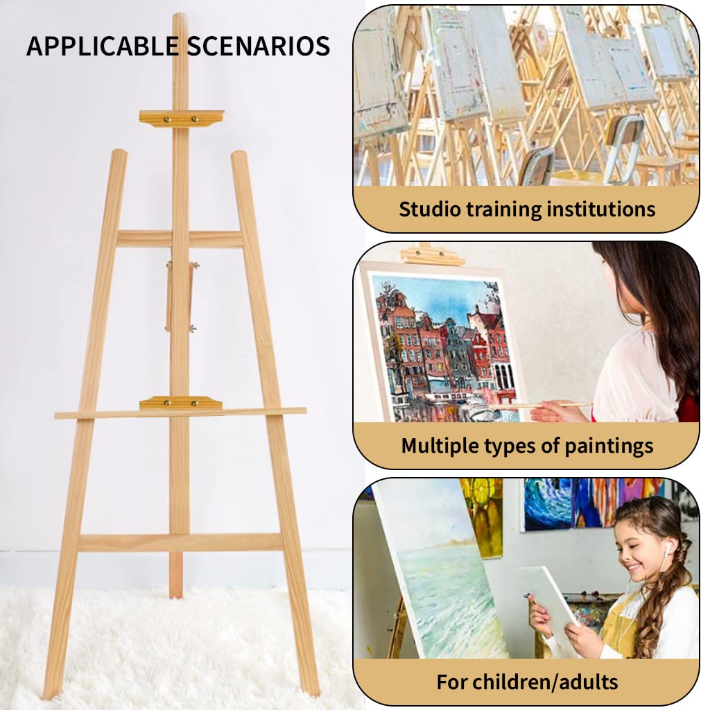 Climberty Artist Wooden Easel Stand for Painting/Display, 4.9 Feet/1.5m Painting Canvas Holds with Angle and Height Adjustment, Art Easel for Adults&Students, Wooden Easel for Painting Climberty Artist Wooden Easel Stand for Painting/Display, 4.9 Feet/1.5m Painting Canvas Holds with Angle and Height Adjustment, Art Easel for Adults&Students, Wooden Easel for Painting